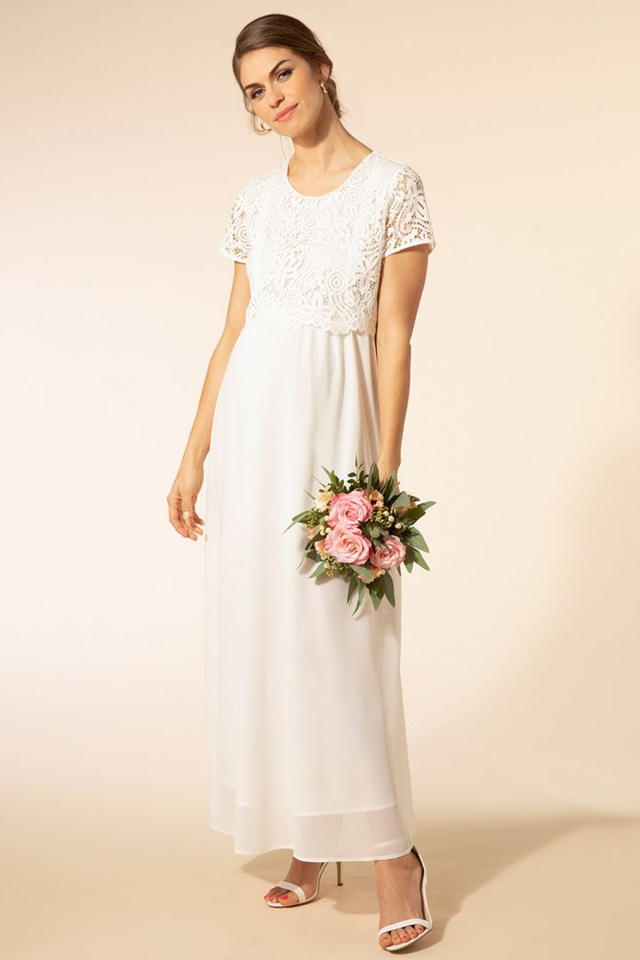 Maternity and Nursing Wedding Dress with Lace Top