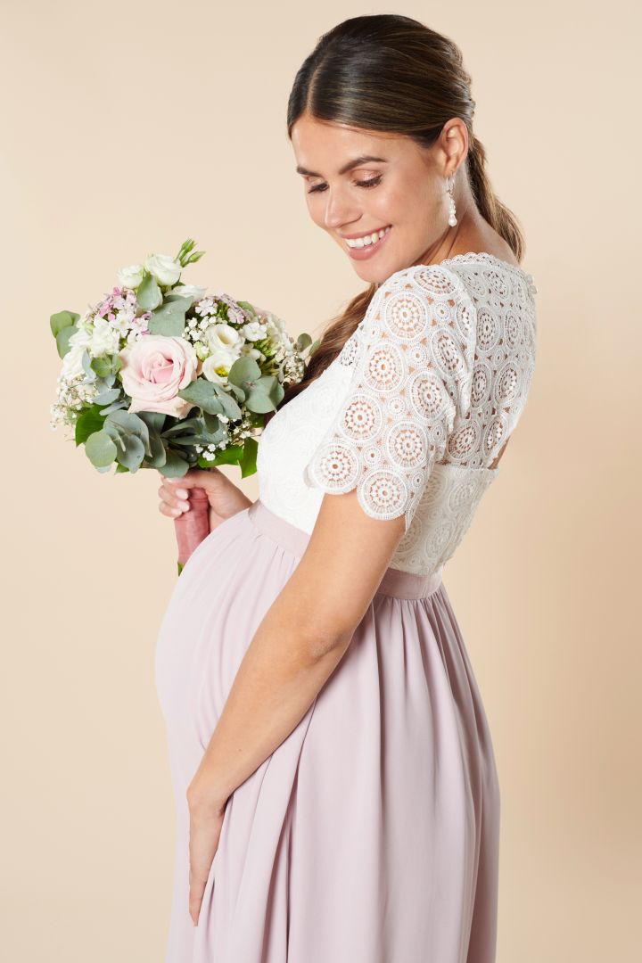 Maternity Dress with Lace and Chiffon Skirt