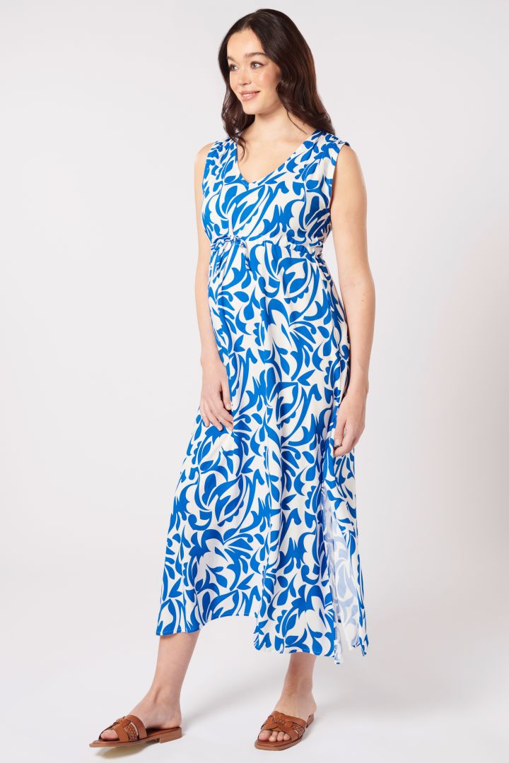 Midi Maternity Dress with blue Print