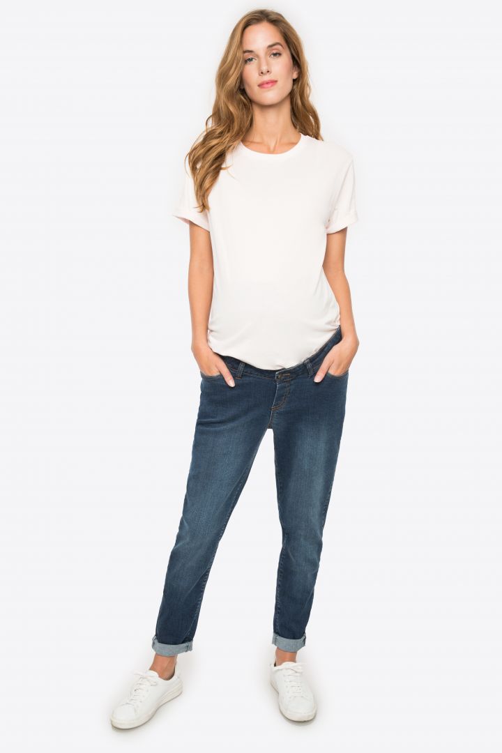 Boyfriend Maternity Jeans with Seamless Band