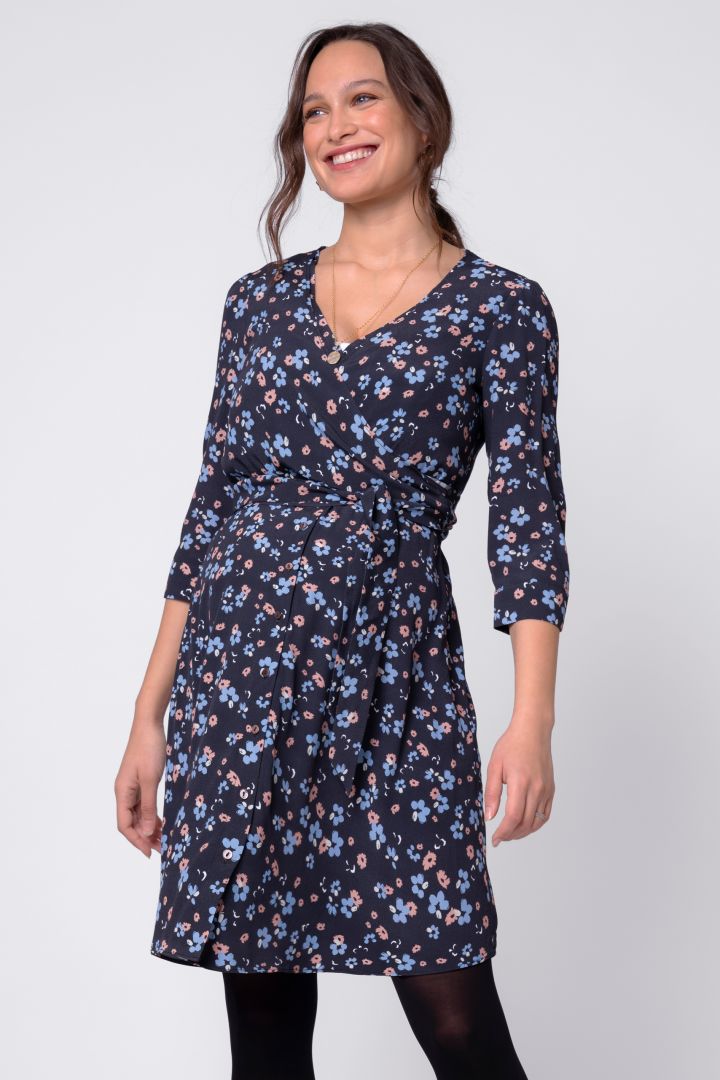 Maternity and Nursing Wrap Dress with Button Front