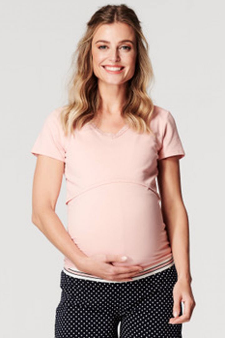 Maternity and nursing top in organic cotton, pink