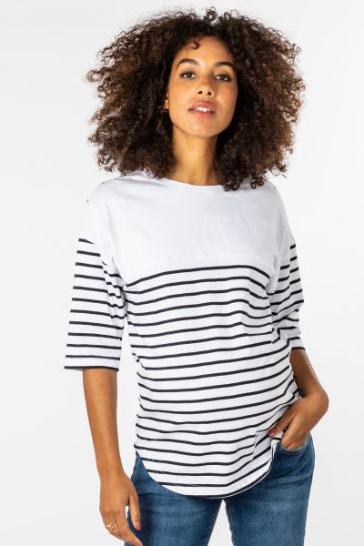 Organic Maternity and Nursing Shirt 3/4 Sleeve striped