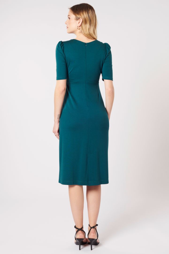 Ecovero Shift Maternity Dress with Heart Neckline forest green