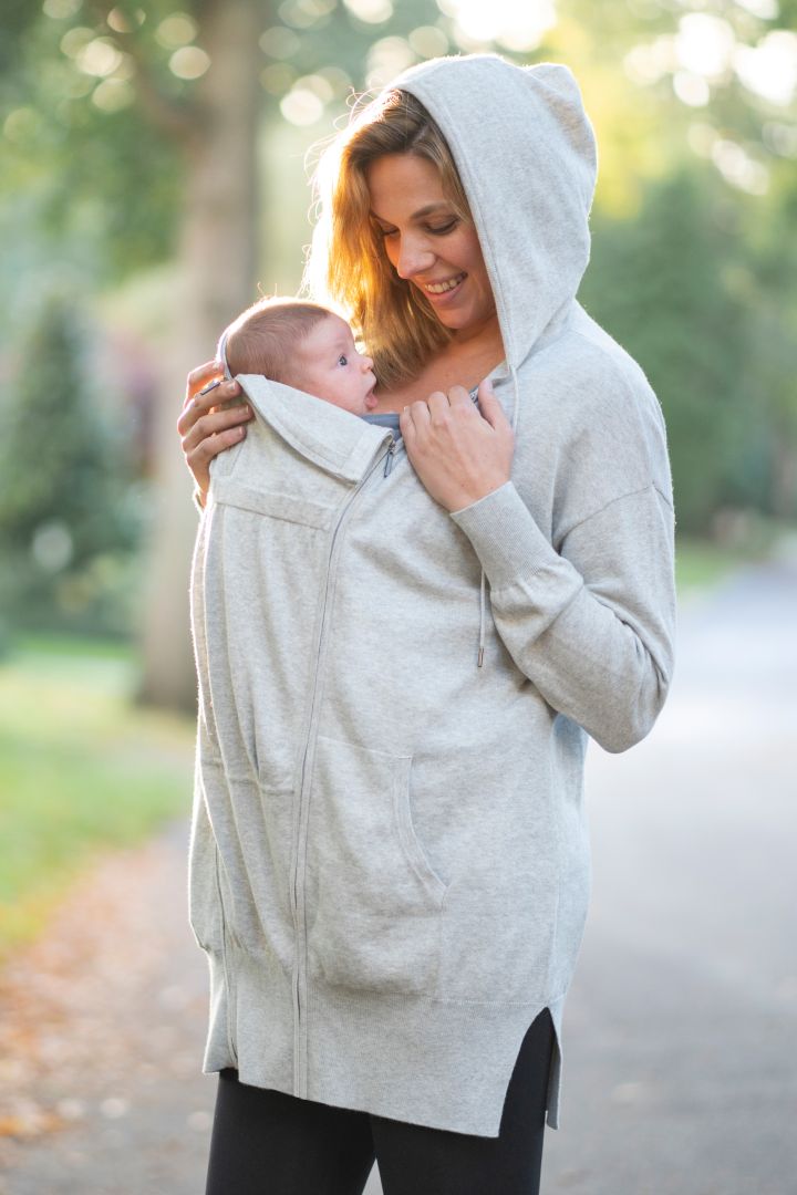 Long Maternity Hoodie with Babycarrier Insert
