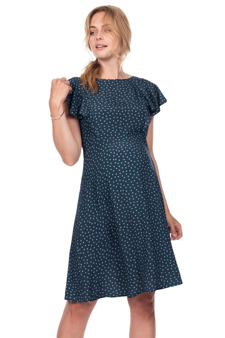Maternity and Nursing Dress with Polka-Dot Print