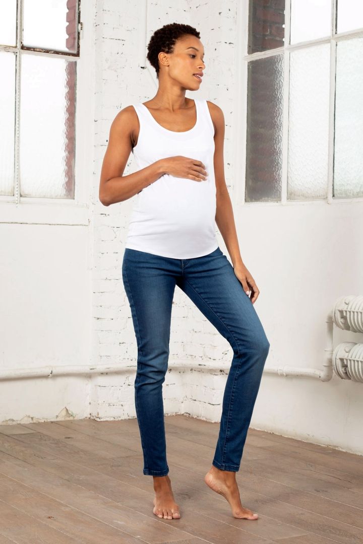Maternity Jeans with removable Seamless Belly Band dark wash