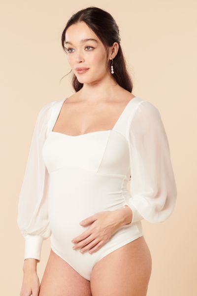 Maternity Bodysuit with Sweetheart Neckline