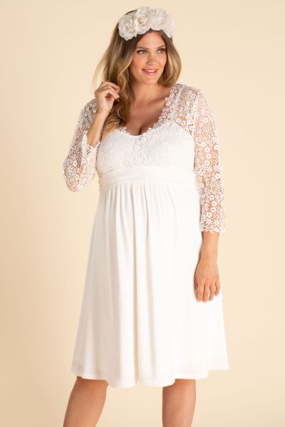 Plus Size Maternity Wedding Dress with Boho Floral Lace