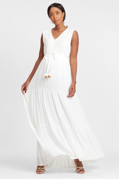 Maxi Maternity and Nursing Dress with Tassels