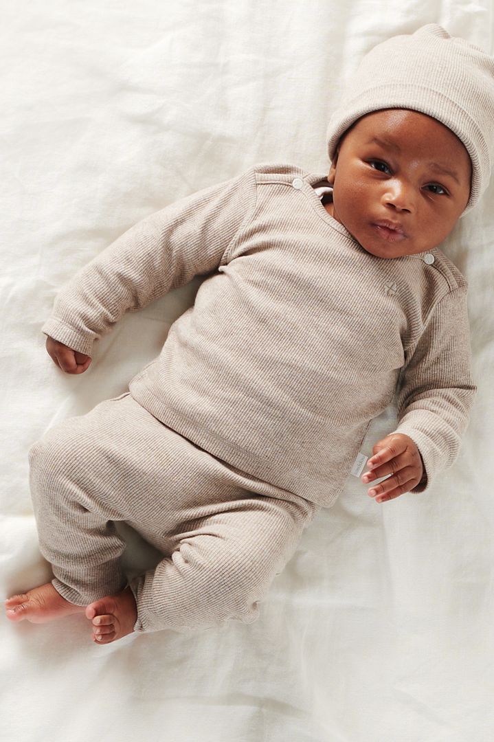 Rib Knit Baby Trousers taupe