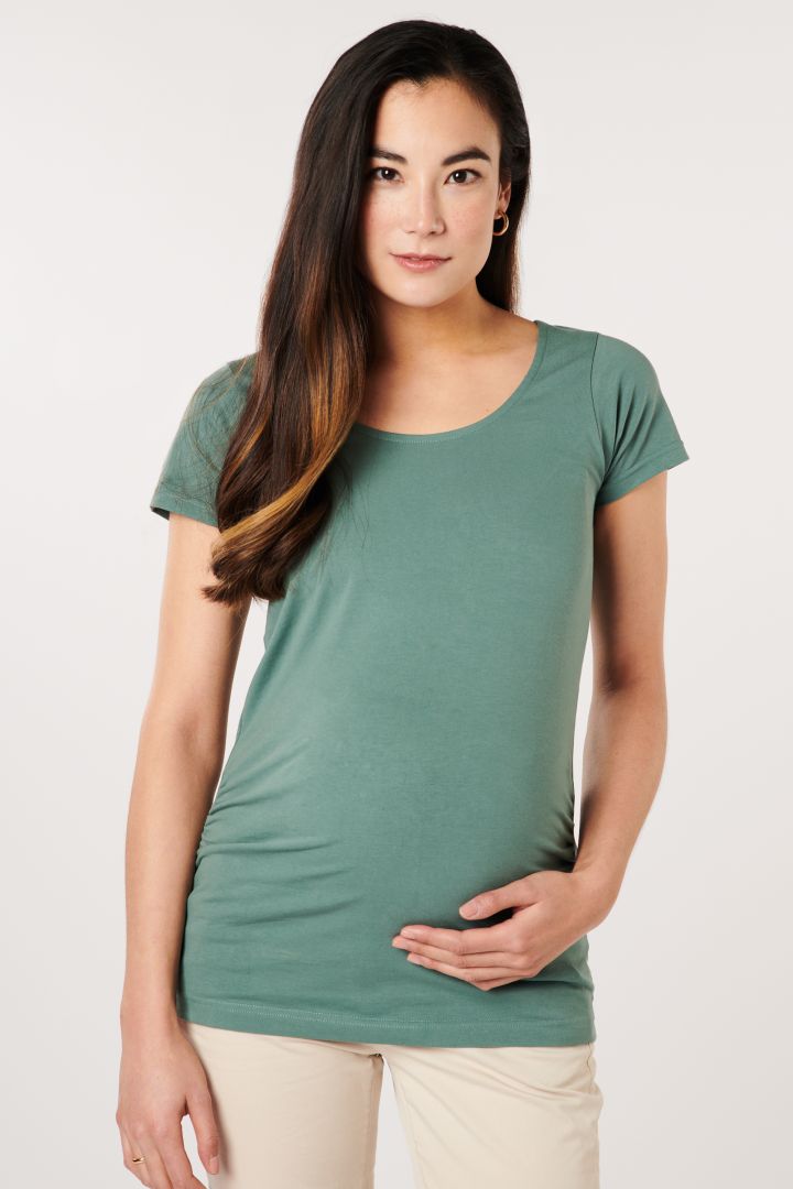 Organic Maternity Shirt with Back Detail khaki