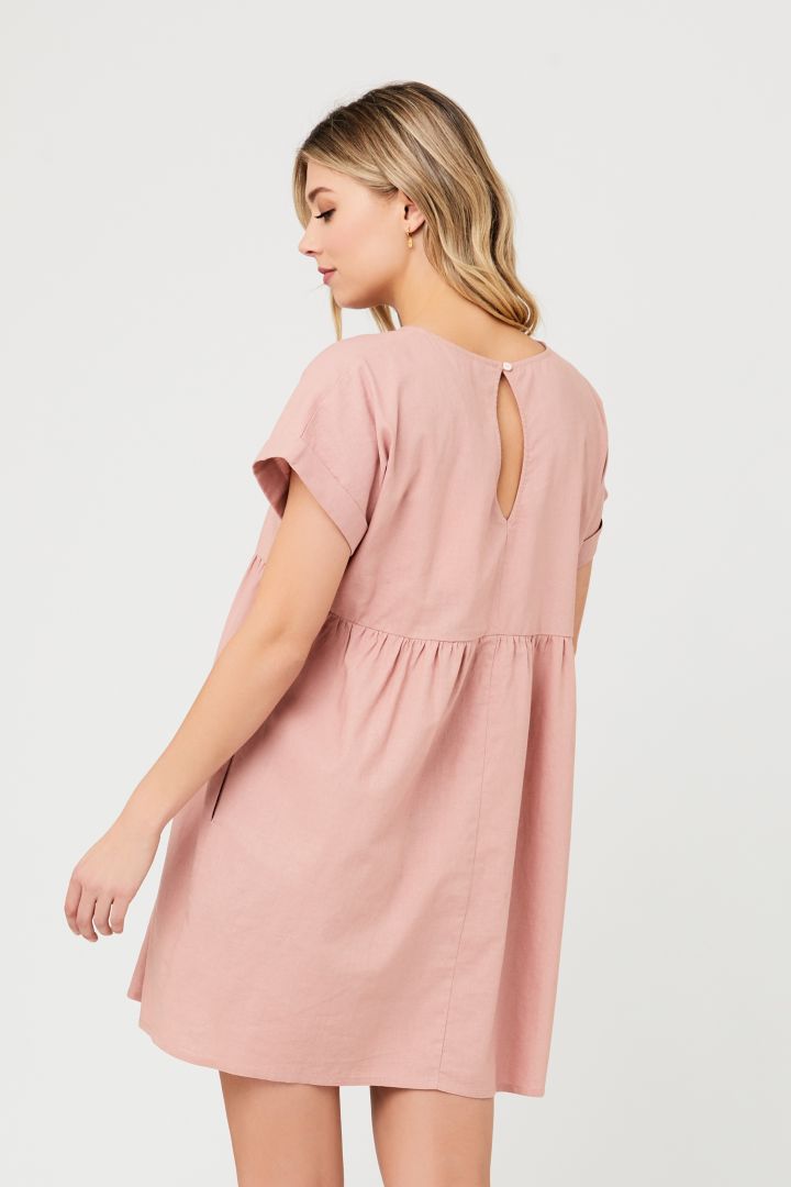 Linen Maternity Dress with Pockets