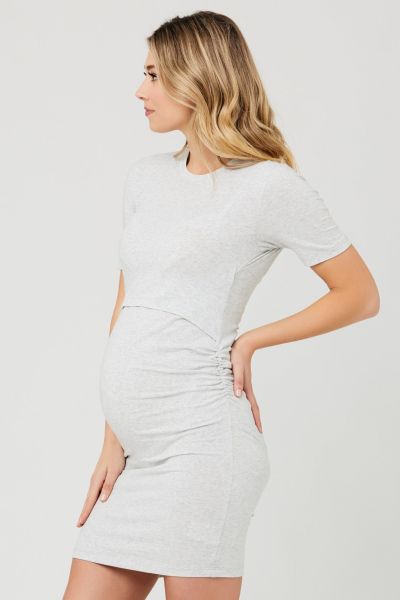 Organic Bodycon Maternity and Nursing Dress silver marle