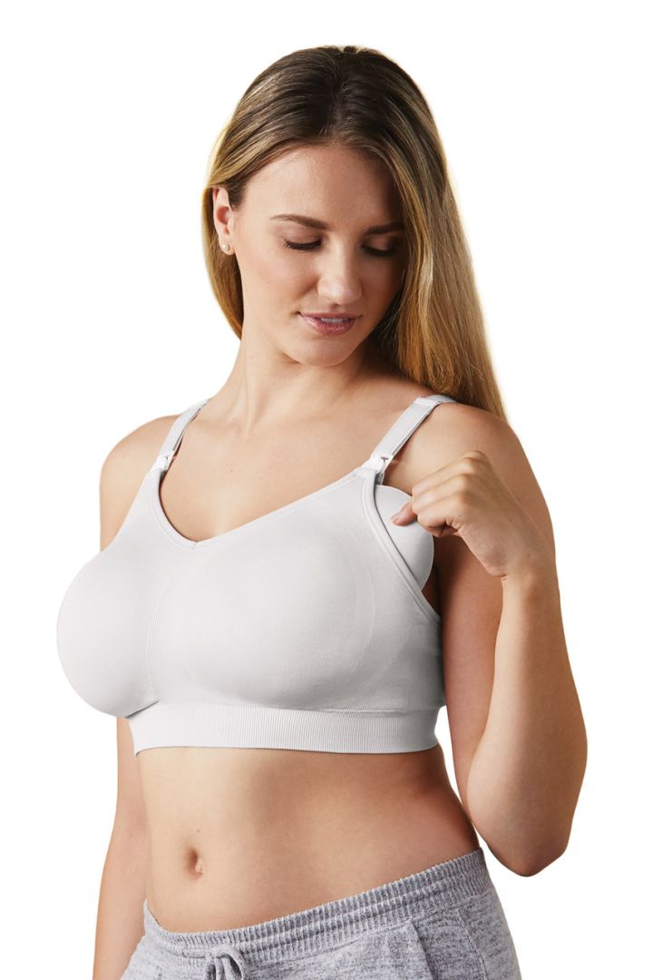 Full cup body silk seamless nursing bra, white