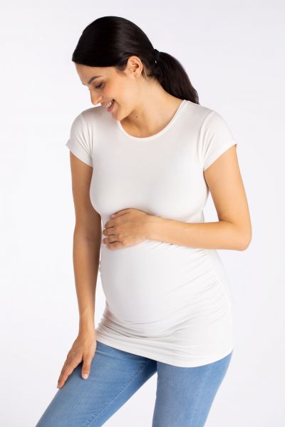 Livaeco Maternity Shirt with Gathers off-white