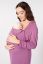 Preview: Langarm Eco Viskose Geburtskleid und Stillnachthemd mit Spitze violett