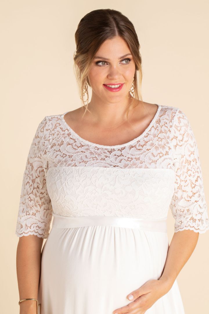Plus Size Maternity Wedding Dress in A-line with Back Cut-Out