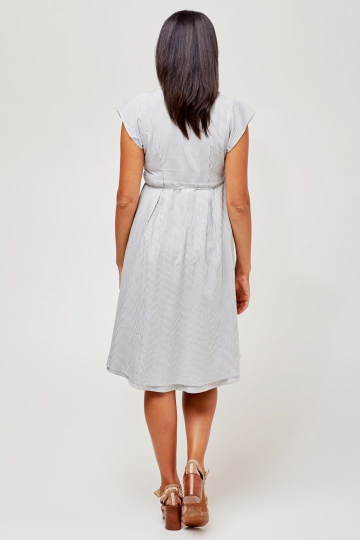 Maternity Wrap Dress with Flutter Collar