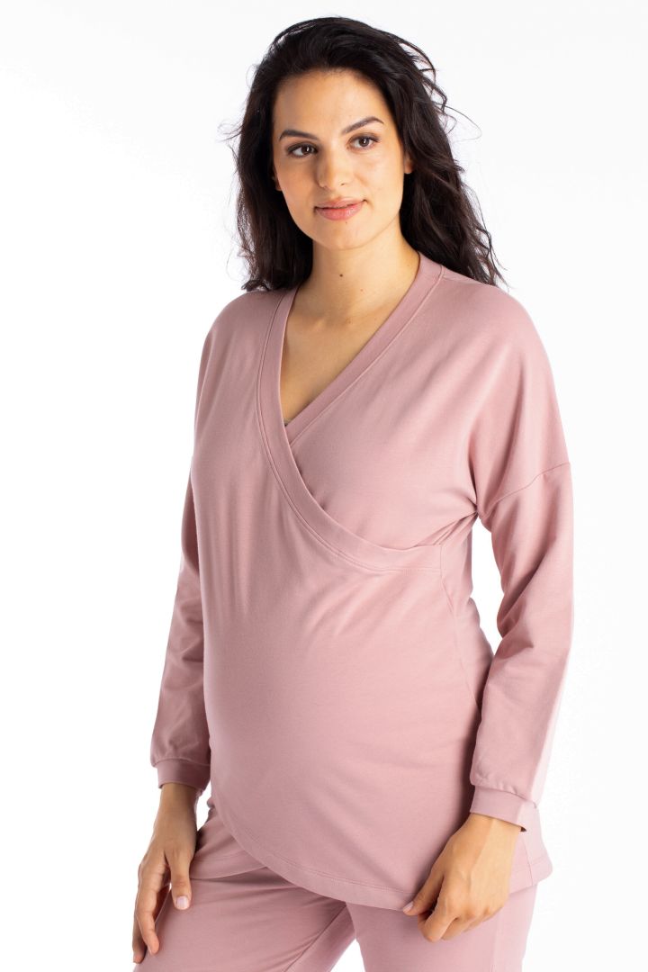 Organic Lounge- und Pyjama Umstandsshirt rosa