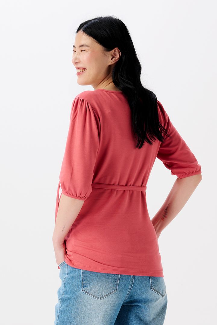 Ecovero Maternity and Nursing Shirt To Tie coral