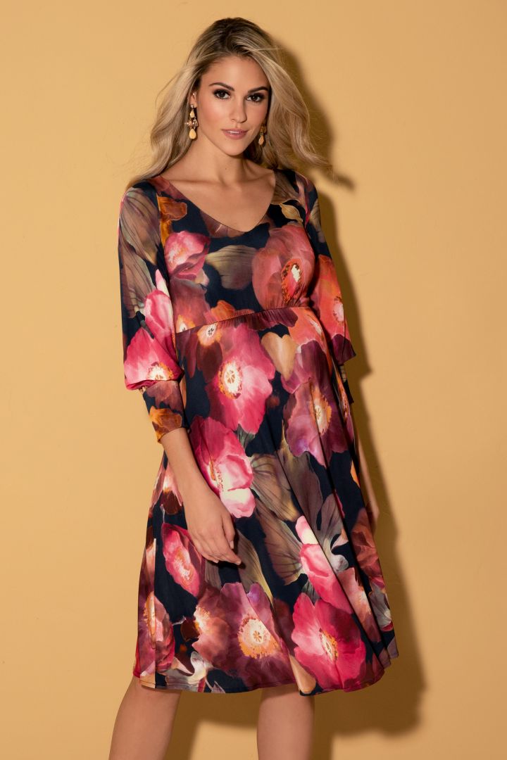 Maternity dress with bishop sleeves