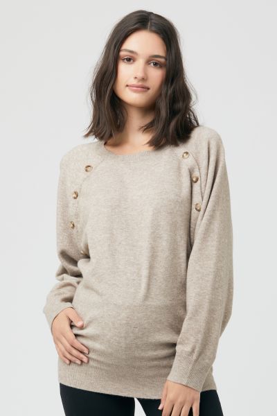 Maternity and nursing sweater with buttons