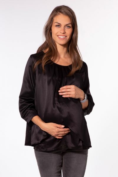 Layered maternity and nursing blouse