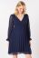 Preview: Festive Wrap Optics Maternity Dress with Pleated Skirt navy