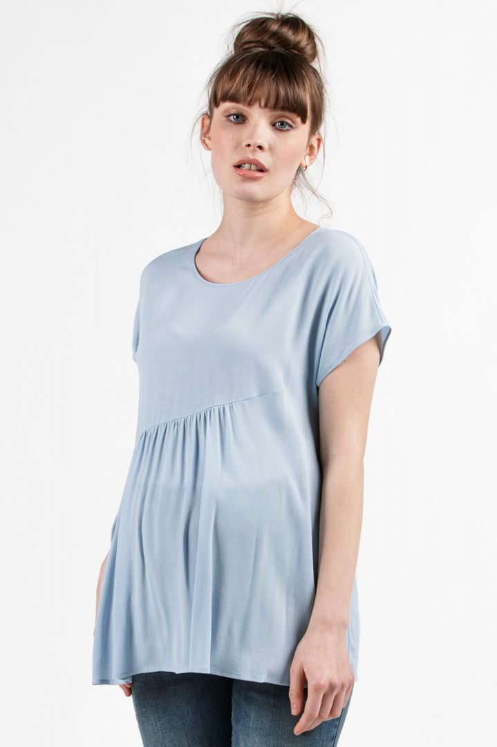 Maternity Blouse with Flounces light blue