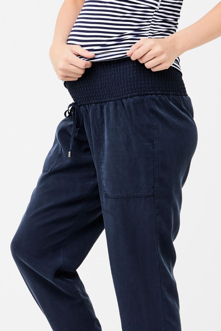 Tencel Maternity Trousers with Smoked Waistband
