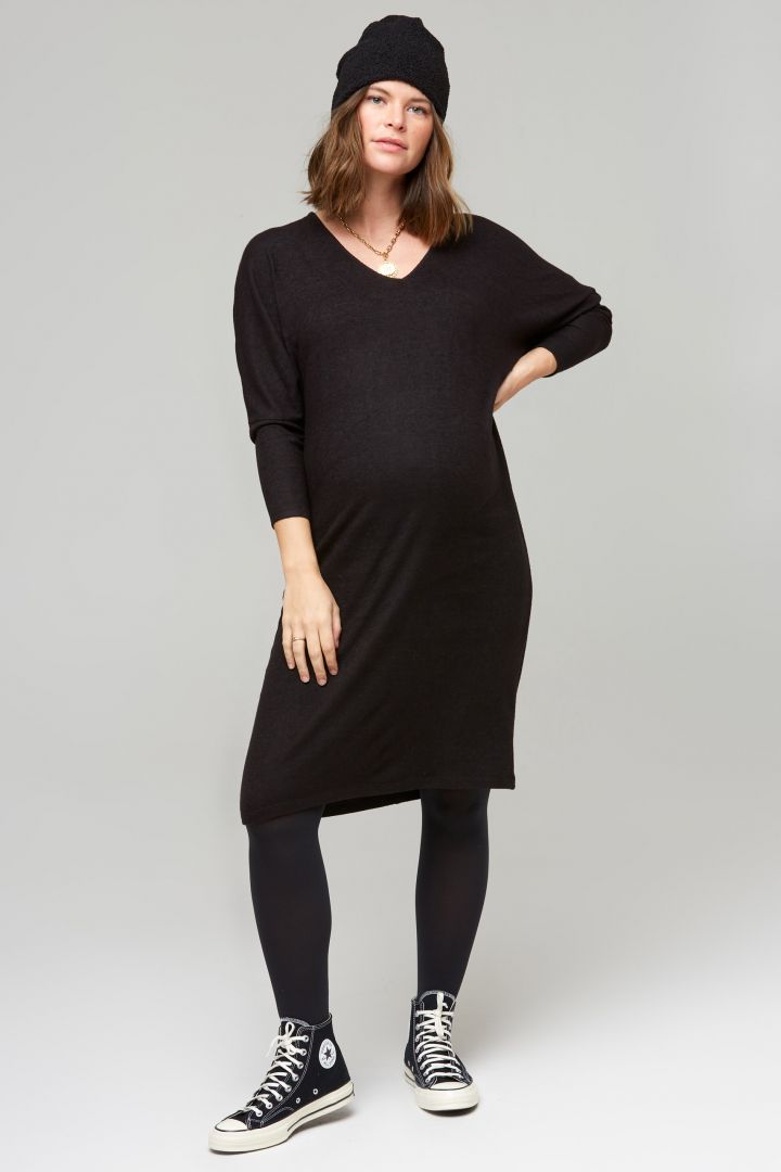 Super soft Midi Maternity and Nursing Dress black