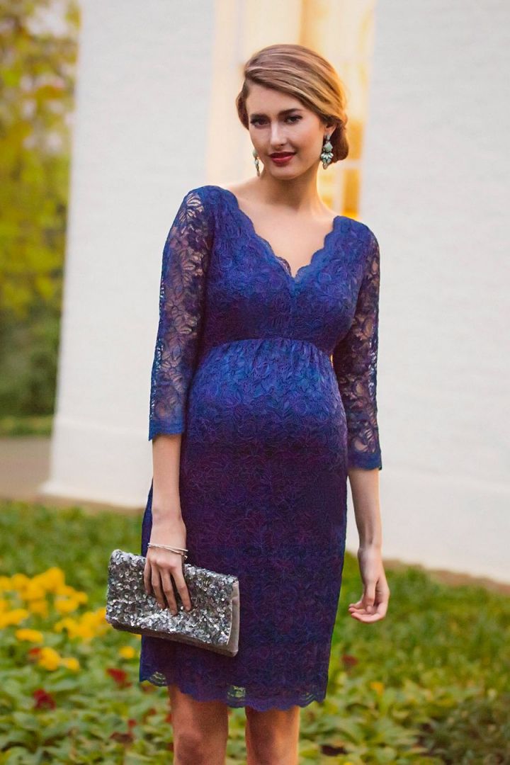 Maternity Lace Dress dark blue