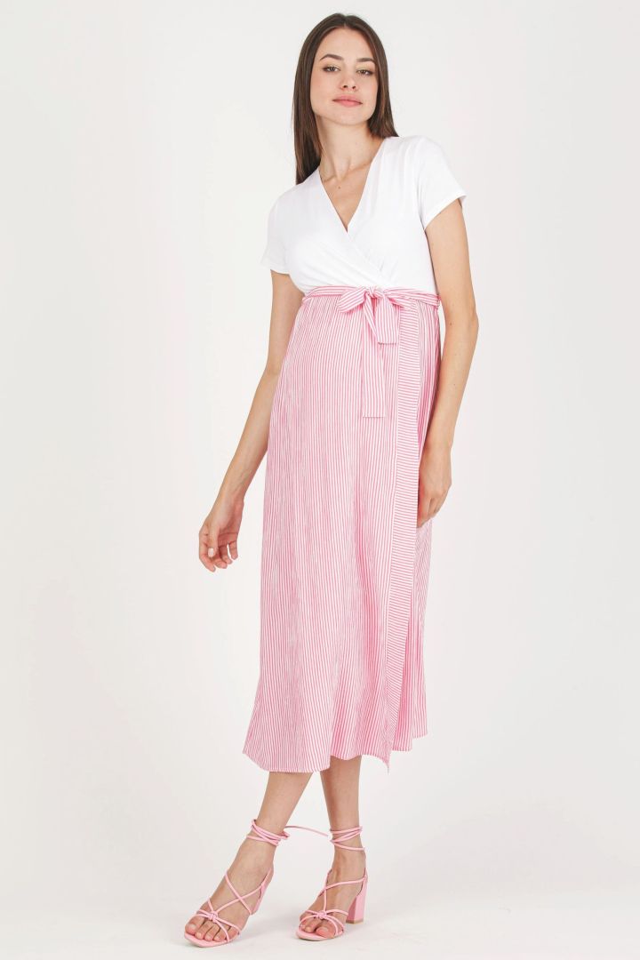 Midi Maternity and Nursing Dress pink