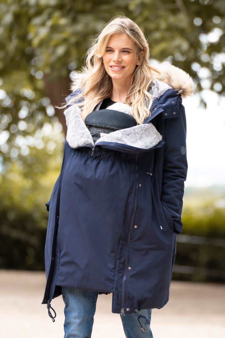 3-in-1 Premium Maternity Parka with Baby Carrier navy