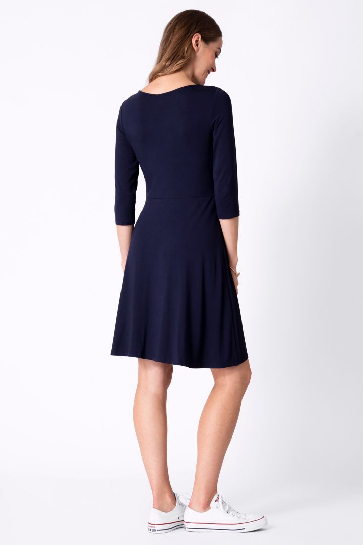 Set of 2 Maternity and Nursing Dresses with 3/4 Sleeves navy/black