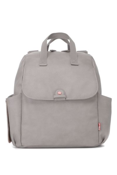 3-in-1 Baby-Changing Backpack made of faux leather grey
