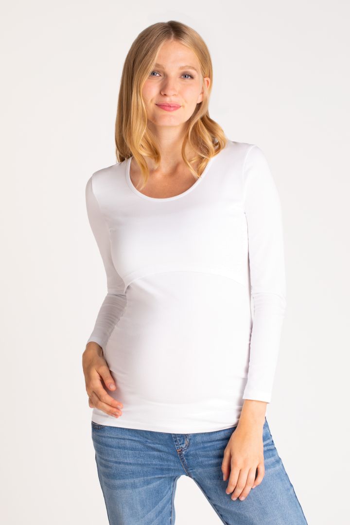 Umstands- und Stillshirt aus Bio-Baumwolle weiß