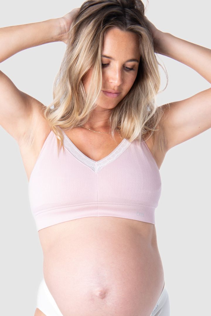 Seamless Full Cup Nursing Bra with Lace pink