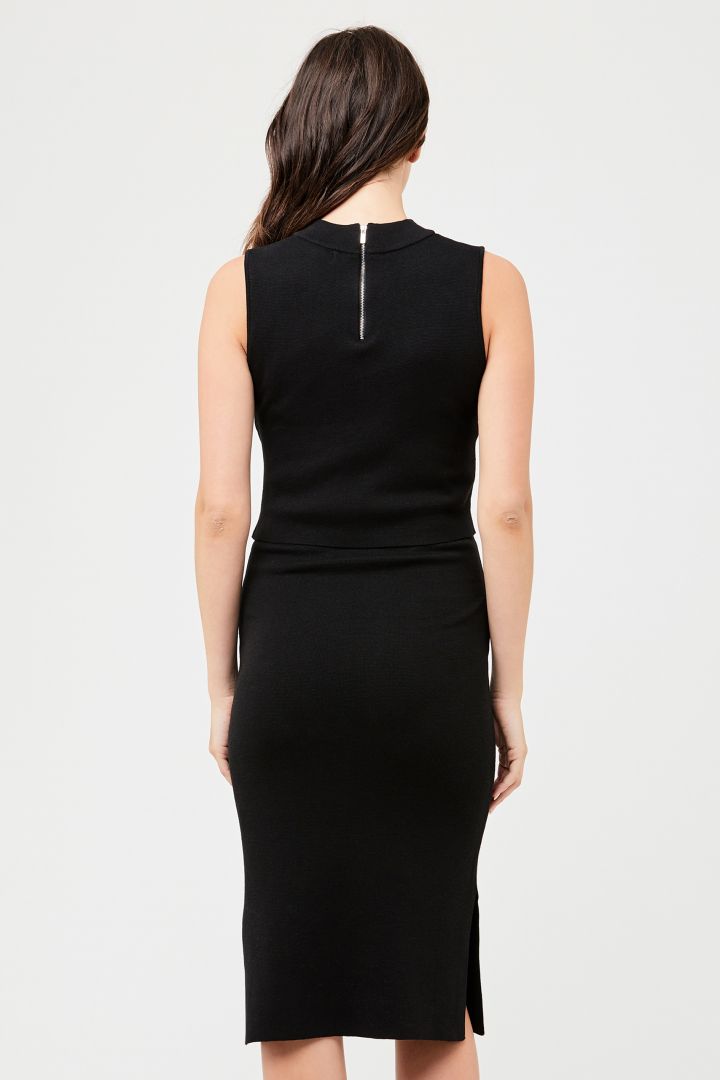 Layered Maternity and Nursing Knitted Dress black