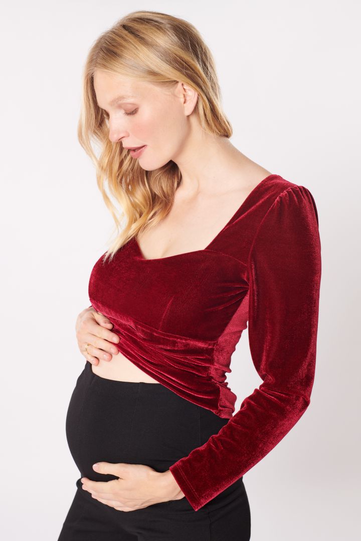 Velvet Maternity Shirt with Heart Neckline