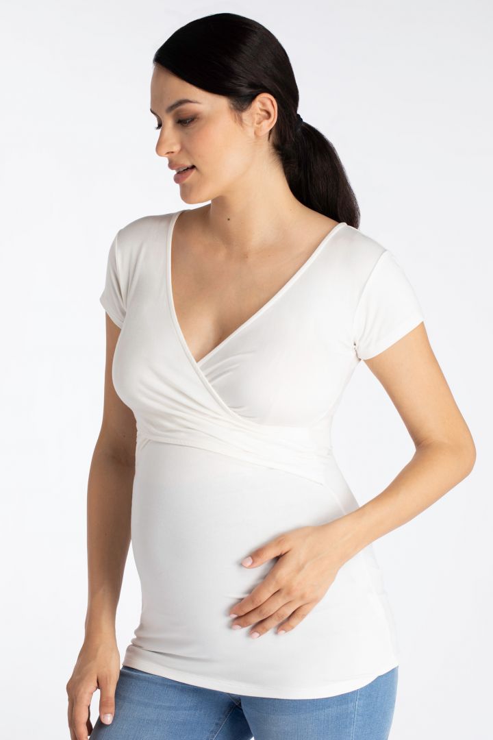 Eco Cross-Over Maternity and Nursing Shirt off-white
