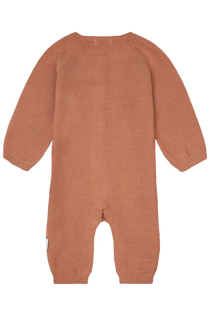 Organic Knit Romper with Button Placket mocca