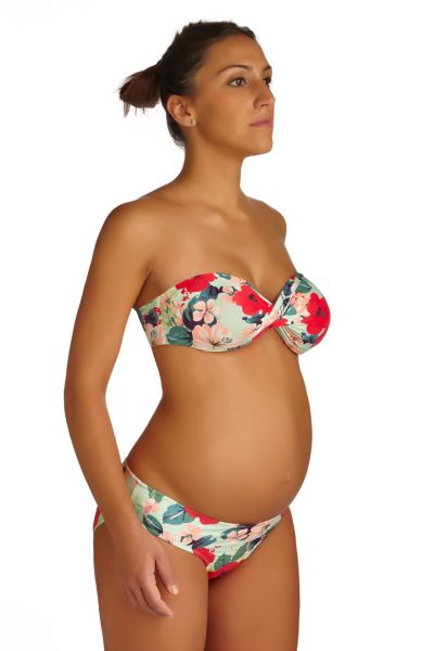 Bandeau maternity bikini flower print