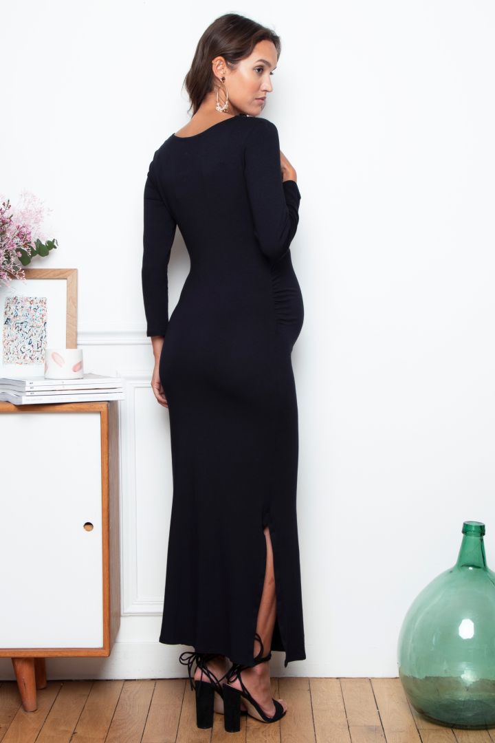 Ecovero Figure Fitted Maxi Maternity Dress