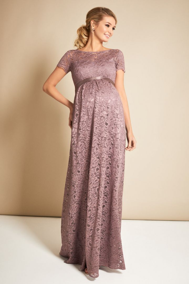 Maternity dress with back cut-out, long, old pink