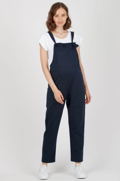 Jersey Maternity and Nursing Dungarees navy