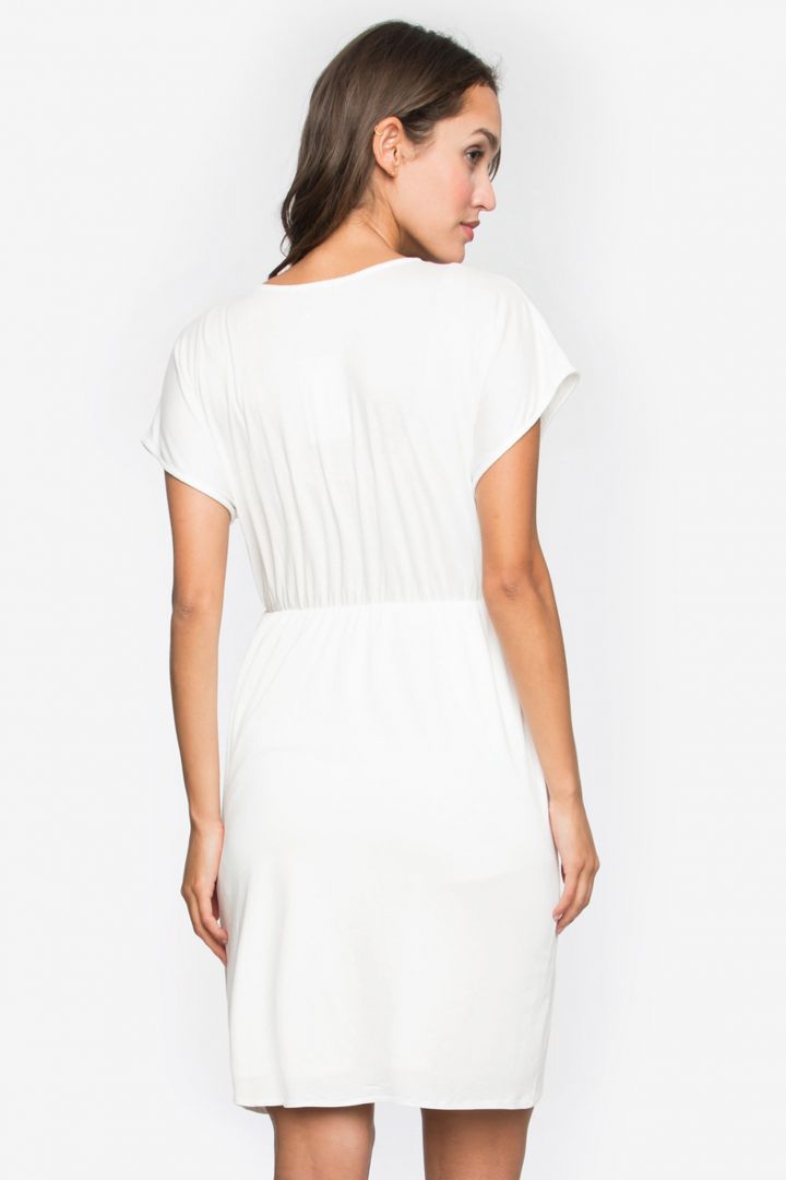 Maternity and Nursing Dress with Cropped Sleeves ivory