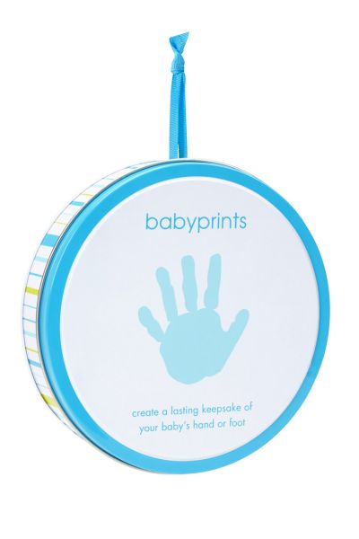 Baby Hand oder Fuß Abdruckset Geschenkdose blau