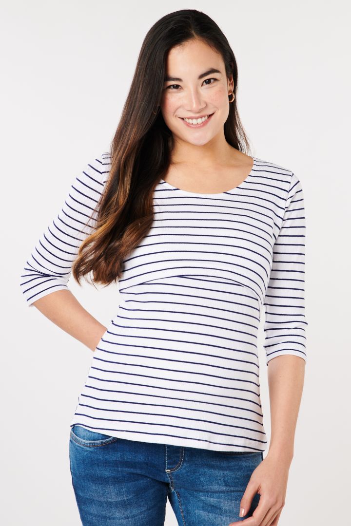 Ribbed Maternity and Nursing Shirt striped